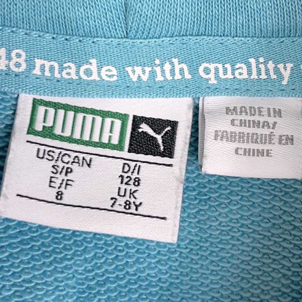 Puma Kids Blue Long Sleeve Pullover Hoodie Sz 7-8 - Picture 4 of 6
